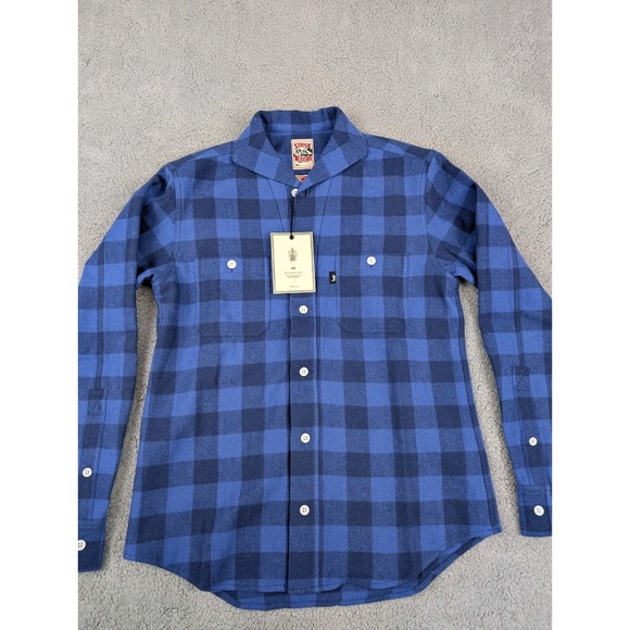 Stussy Nexus 7 VII Check Plaid Shirt Mens Small Button‎ Up Blue Japan Exclusive - Picture 1 of 10